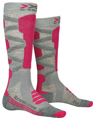 Превью Носки Носки горнолыжные X-SOCKS Ski Silk Merino 4.0 Grey Melange/Pink